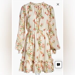 RACHEL PARCELL Floral Print Long Sleeve Swiss Dot Dress (NWOT)